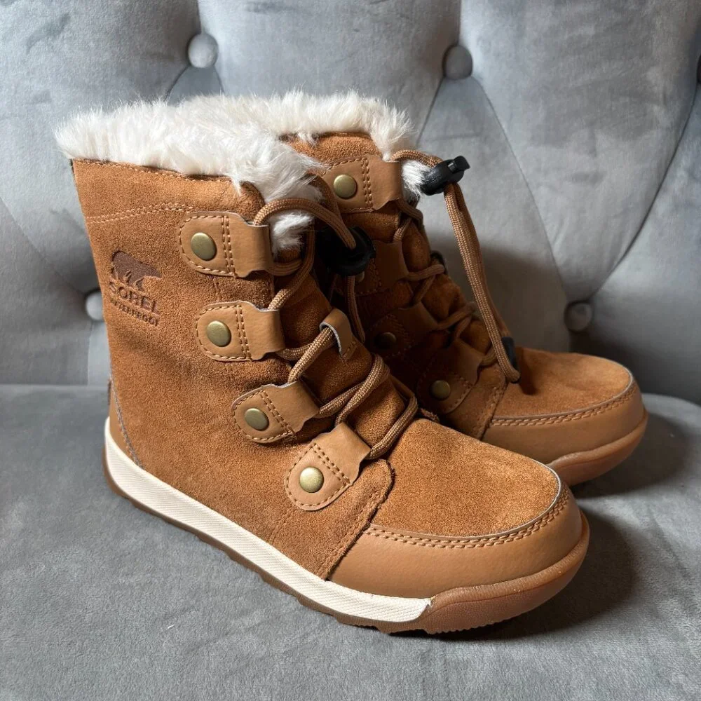 SOREL Youth Whitney Joan‎ Lace Brown Suede Waterproof Boots Size 1 NEW